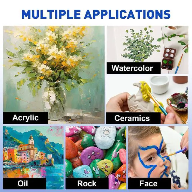 Alt view image 6 of 7 - 10PCS Paint Brushes, Paint Brush for Acrylic Painting | Artist Paintbrushes for Oil Watercolor, Body Face Rock Canvas, Small Paint Brushes for Kids