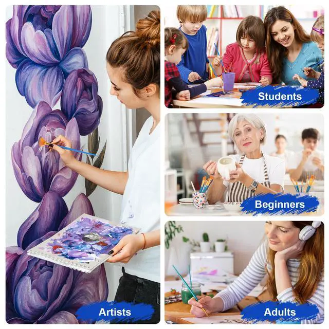Alt view image 7 of 7 - 10PCS Paint Brushes, Paint Brush for Acrylic Painting | Artist Paintbrushes for Oil Watercolor, Body Face Rock Canvas, Small Paint Brushes for Kids