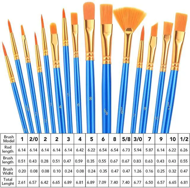 Alt view image 2 of 7 - Acrylic Paint Brush Set, 15 pcs Nylon Hair Paint Brushes | All Purpose Oil Watercolor Face Body Rock Painting Artist, Small Painting Brush Kits for Kids Adult Drawing