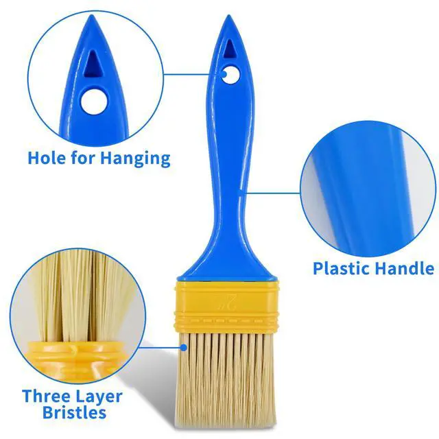Alt view image 5 of 6 - 3 Pack Paint Brushes Set, Blue | Ideal for Priming, Painting, Varnishing, Wood, Walls and More