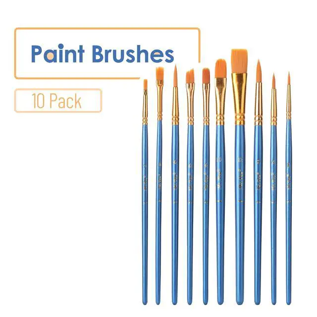 Alt view image 2 of 7 - Acrylic Paint Brushes Set, 10 Pack, Round & Pointed Tip | Nylon Hair Artist Brushes for Watercolor, Oil, Rock, Face, Nail, Miniature, Canvas, Detailing, Drawing, Art Supplies