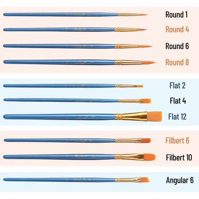 Alt view image 3 of 7 - Acrylic Paint Brushes Set, 10 Pack, Round & Pointed Tip | Nylon Hair Artist Brushes for Watercolor, Oil, Rock, Face, Nail, Miniature, Canvas, Detailing, Drawing, Art Supplies