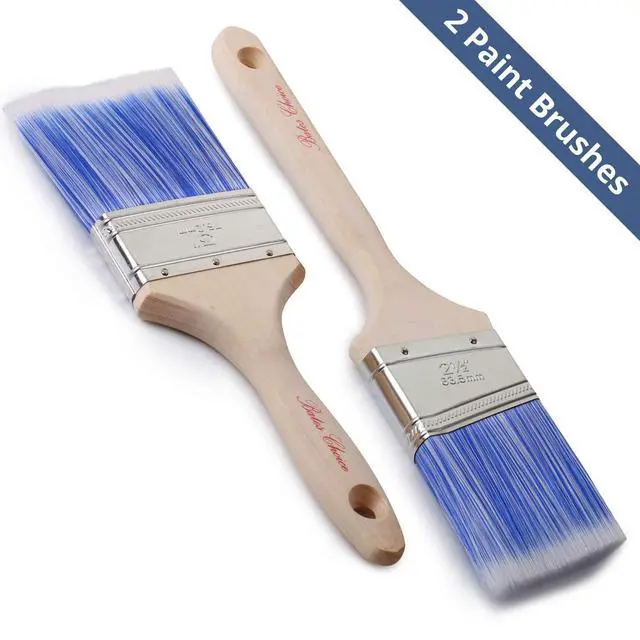 Alt view image 2 of 7 - 2 Pack, Wood Handle, Paint Brushes Set, Professional House, Trim, Sash Paint Brush