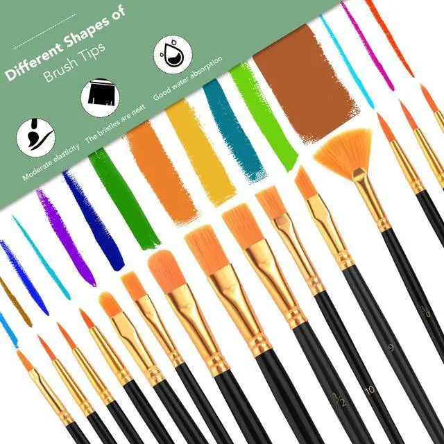 Alt view image 4 of 7 - Acrylic Paint Brush Set,1pack/15pcs Nylon Hair Acrylic Painting Brush | Watercolor Rock Face Painting Brush, Artist Craft Brush Supplies, Paint Brush Set For All Purposes Children Adult painting