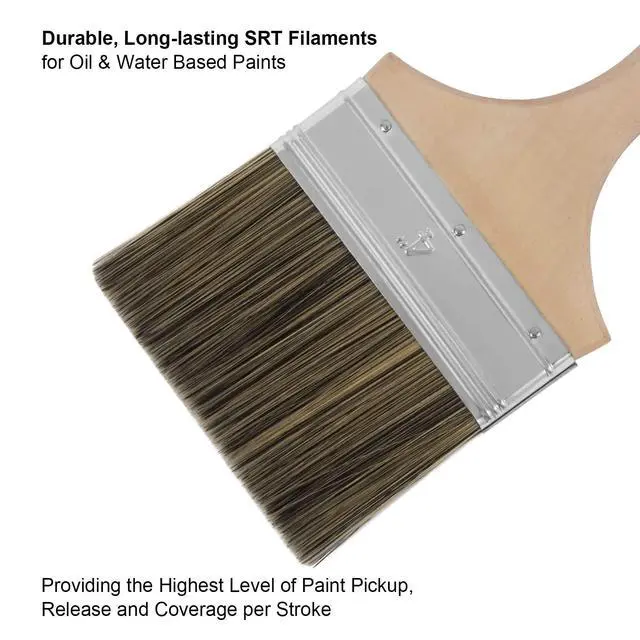 Alt view image 3 of 7 - Double Thick Chip Paint Brush, Wood Stain Brush for Fence, 4 Inch | Outdoor Masonry Paintbrush for Decking, Fencing, Staining, Varnish, Paste, Limewash, Emulsion - Synthetic Bristle