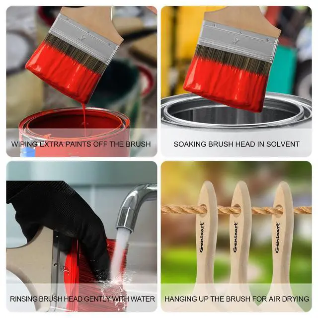 Alt view image 4 of 7 - Double Thick Chip Paint Brush, Wood Stain Brush for Fence, 4 Inch | Outdoor Masonry Paintbrush for Decking, Fencing, Staining, Varnish, Paste, Limewash, Emulsion - Synthetic Bristle