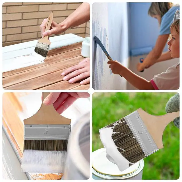 Alt view image 7 of 7 - Double Thick Chip Paint Brush, Wood Stain Brush for Fence, 4 Inch | Outdoor Masonry Paintbrush for Decking, Fencing, Staining, Varnish, Paste, Limewash, Emulsion - Synthetic Bristle