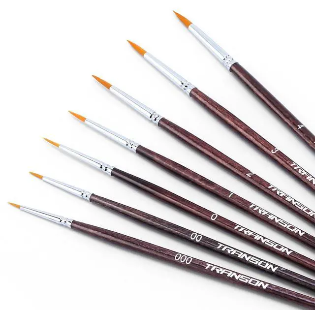 Main image of Small Detail Paint Brushes 7pcs for Model Painting Acrylic, Gouache, Oil, Tempera and Face Painting
