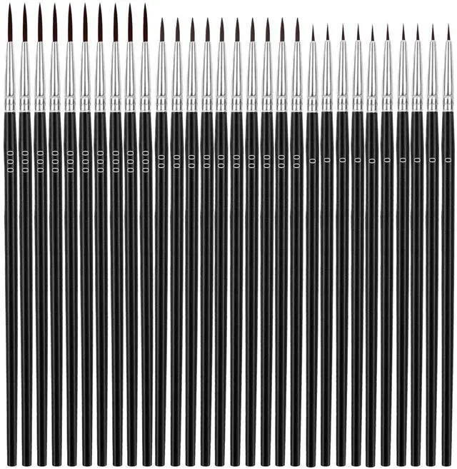 Main image of Tiny Detail Paint Brushes 30 Pcs Fine Paint Brushes Set with 3 Size #0#00#000 Liner Brush for Miniature 40k Model Crafts Watercolor Acrylics Oil