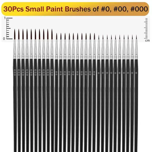 Alt view image 3 of 7 - Tiny Detail Paint Brushes 30 Pcs Fine Paint Brushes Set with 3 Size #0#00#000 Liner Brush for Miniature 40k Model Crafts Watercolor Acrylics Oil