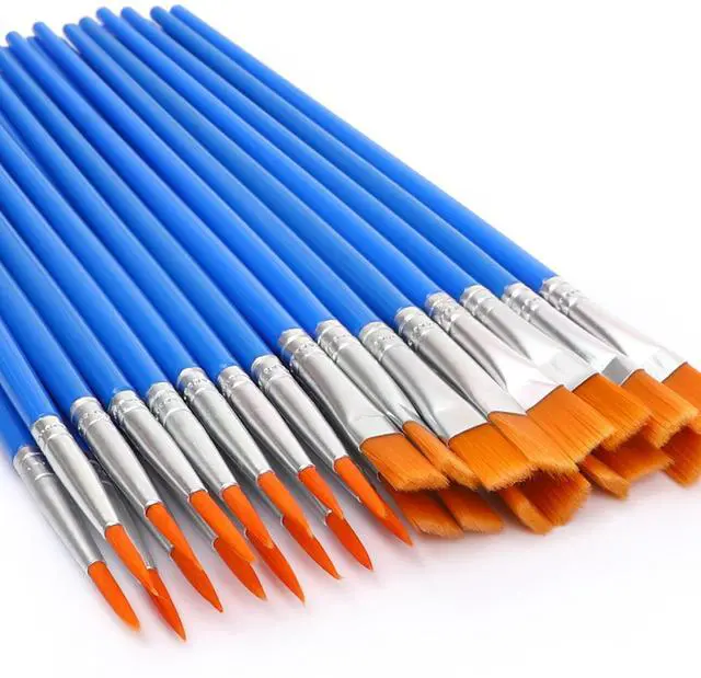 Main image of 30 Pcs Paint Brushes, Small Brush Bulk for Detail Painting | Nylon Bristles Plastic Short Handle, Art Crafts School Projects, Flat Detail Painting, Crafts Face Painting