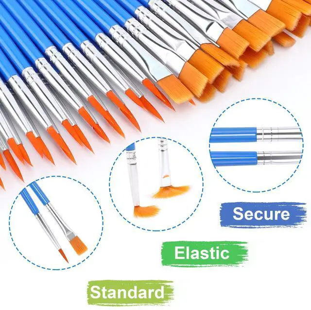 Alt view image 3 of 6 - 30 Pcs Paint Brushes, Small Brush Bulk for Detail Painting | Nylon Bristles Plastic Short Handle, Art Crafts School Projects, Flat Detail Painting, Crafts Face Painting
