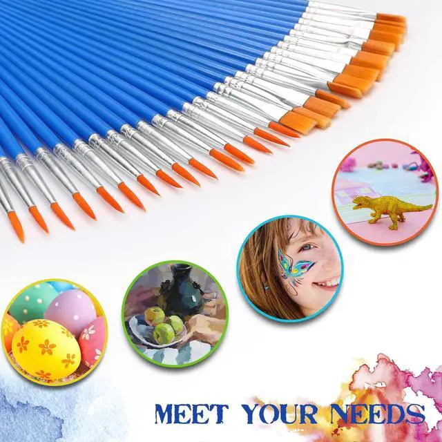 Alt view image 4 of 6 - 30 Pcs Paint Brushes, Small Brush Bulk for Detail Painting | Nylon Bristles Plastic Short Handle, Art Crafts School Projects, Flat Detail Painting, Crafts Face Painting
