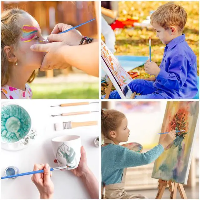 Alt view image 6 of 6 - 30 Pcs Paint Brushes, Small Brush Bulk for Detail Painting | Nylon Bristles Plastic Short Handle, Art Crafts School Projects, Flat Detail Painting, Crafts Face Painting