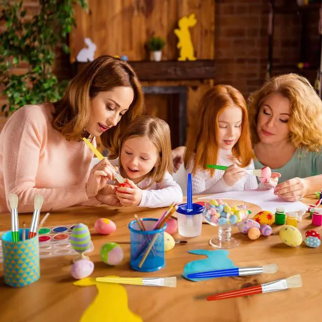 Alt view image 2 of 7 - Paint Brushes for Kids, 10 Pcs Big Washable Chubby Toddler Paint Brushes, Easy to Clean & Grip Round and Flat Preschool Paint Brushes with No Shed Bristle for Acrylic Paint, Washable Paint