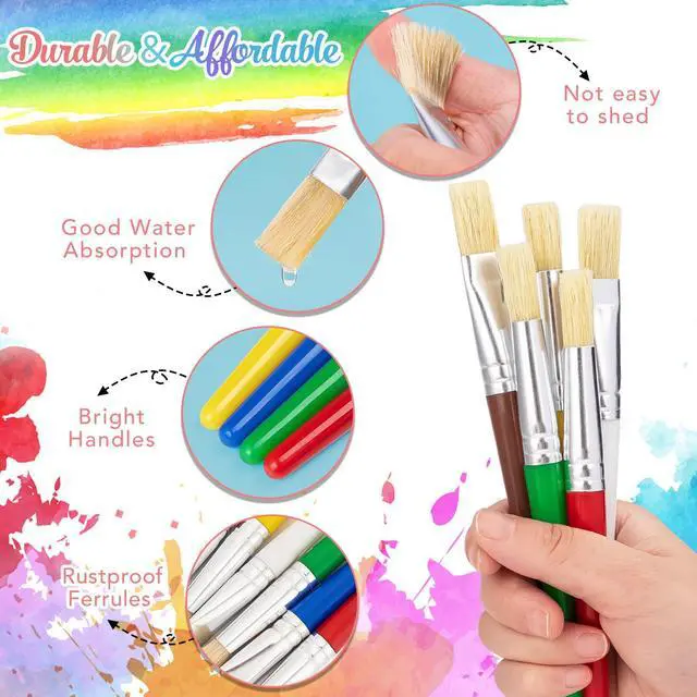 Alt view image 3 of 7 - Paint Brushes for Kids, 10 Pcs Big Washable Chubby Toddler Paint Brushes, Easy to Clean & Grip Round and Flat Preschool Paint Brushes with No Shed Bristle for Acrylic Paint, Washable Paint