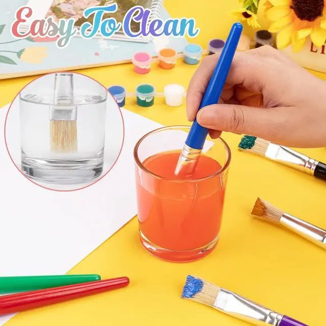 Alt view image 5 of 7 - Paint Brushes for Kids, 10 Pcs Big Washable Chubby Toddler Paint Brushes, Easy to Clean & Grip Round and Flat Preschool Paint Brushes with No Shed Bristle for Acrylic Paint, Washable Paint