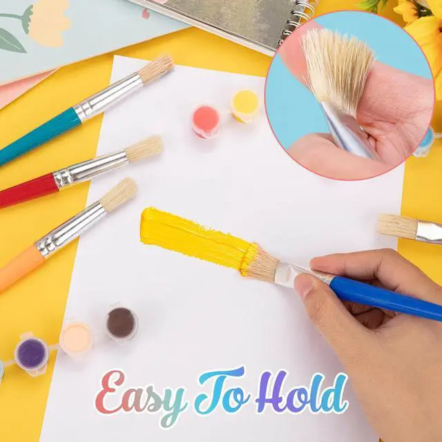 Alt view image 6 of 7 - Paint Brushes for Kids, 10 Pcs Big Washable Chubby Toddler Paint Brushes, Easy to Clean & Grip Round and Flat Preschool Paint Brushes with No Shed Bristle for Acrylic Paint, Washable Paint