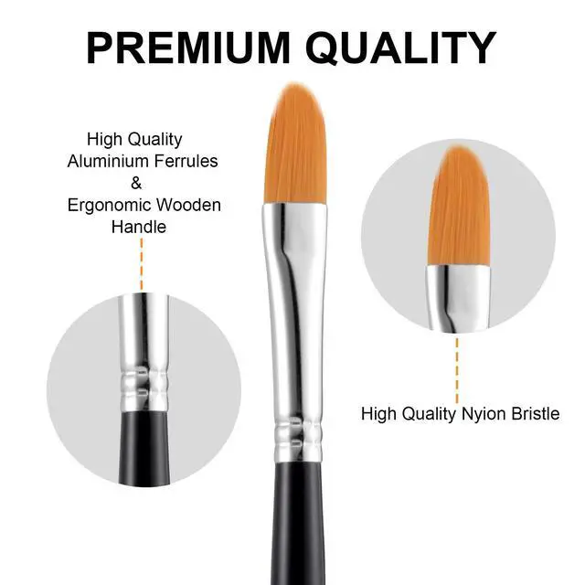 Alt view image 3 of 7 - Paint Brushes, Acrylic Paint Brushes, 10 Pcs Round Pointed Tip | Small Nylon Hair, for Acrylic, Oil and Gouache, Body, Face Nail Art and Rock Painting, Perfect for Kids & Adult
