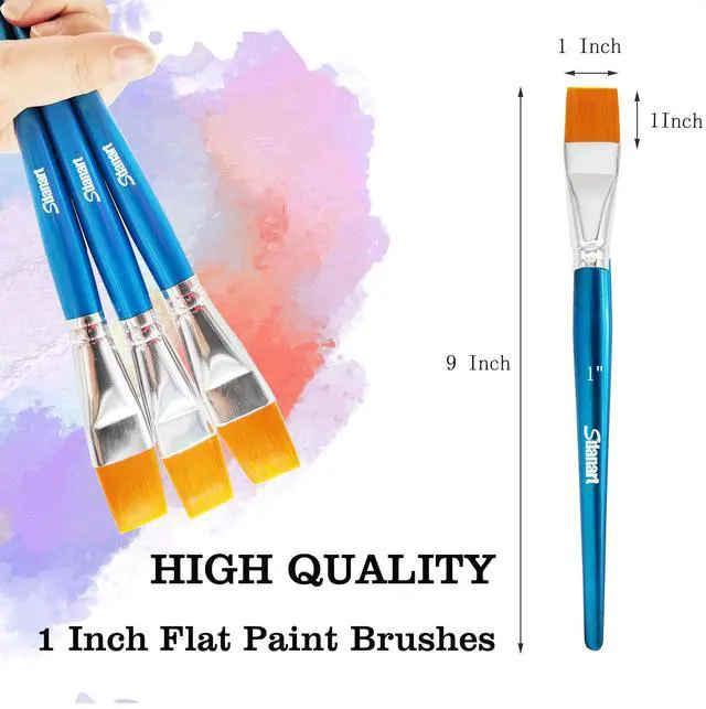 Alt view image 2 of 7 - 1 inch Flat Paint Brushes for Acrylic Painting Watercolor Oil,3 PCS | Large Acrylic Paint Brush BulkFabric Paintbrushes Craft BrushArtists Paintbrush for Acrylic Rock Face Body Art Canvas