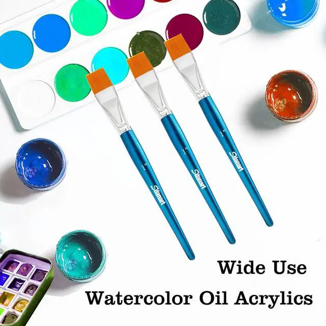 Alt view image 4 of 7 - 1 inch Flat Paint Brushes for Acrylic Painting Watercolor Oil,3 PCS | Large Acrylic Paint Brush BulkFabric Paintbrushes Craft BrushArtists Paintbrush for Acrylic Rock Face Body Art Canvas