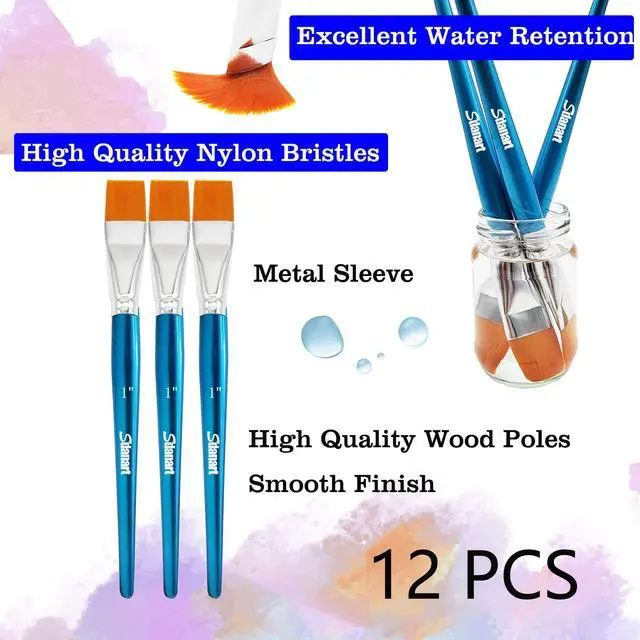 Alt view image 3 of 7 - 1 inch Flat Paint Brushes for Acrylic Painting Watercolor Oil,3 PCS | Large Acrylic Paint Brush BulkFabric Paintbrushes Craft BrushArtists Paintbrush for Acrylic Rock Face Body Art Canvas