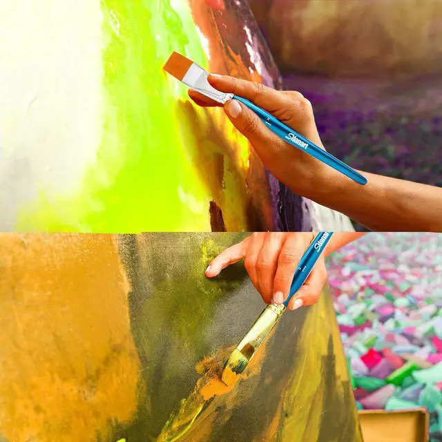 Alt view image 6 of 7 - 1 inch Flat Paint Brushes for Acrylic Painting Watercolor Oil,3 PCS | Large Acrylic Paint Brush BulkFabric Paintbrushes Craft BrushArtists Paintbrush for Acrylic Rock Face Body Art Canvas