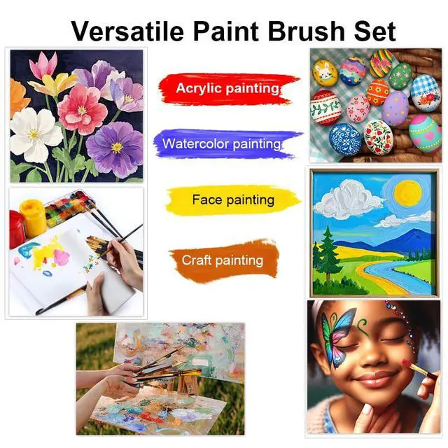 Alt view image 2 of 7 - Art Painting Brush Assorted Set of 12 for Acrylic Watercolor Gouache Hobby Painting