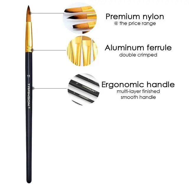 Alt view image 3 of 7 - Art Painting Brush Assorted Set of 12 for Acrylic Watercolor Gouache Hobby Painting
