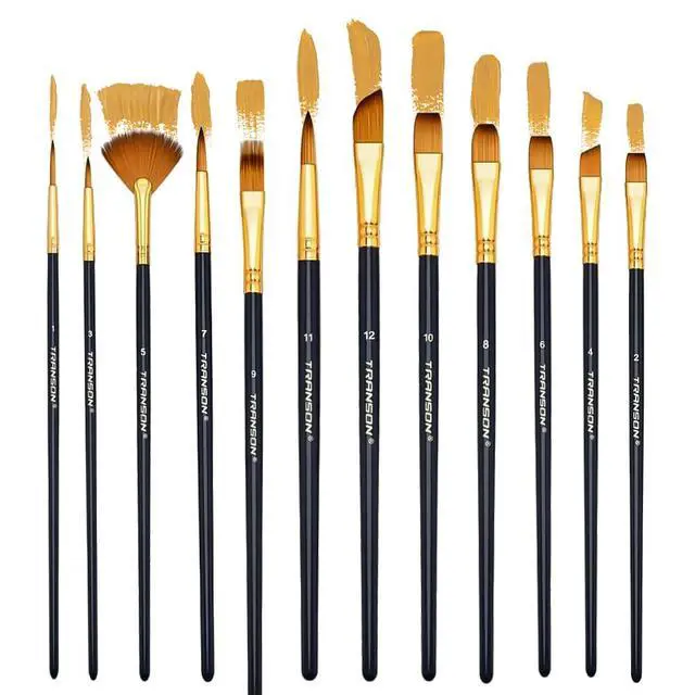 Alt view image 4 of 7 - Art Painting Brush Assorted Set of 12 for Acrylic Watercolor Gouache Hobby Painting