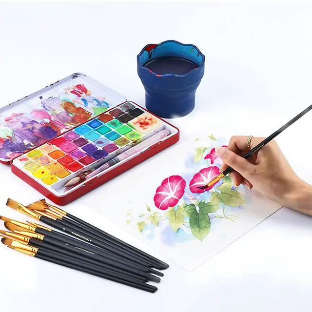 Alt view image 7 of 7 - Art Painting Brush Assorted Set of 12 for Acrylic Watercolor Gouache Hobby Painting