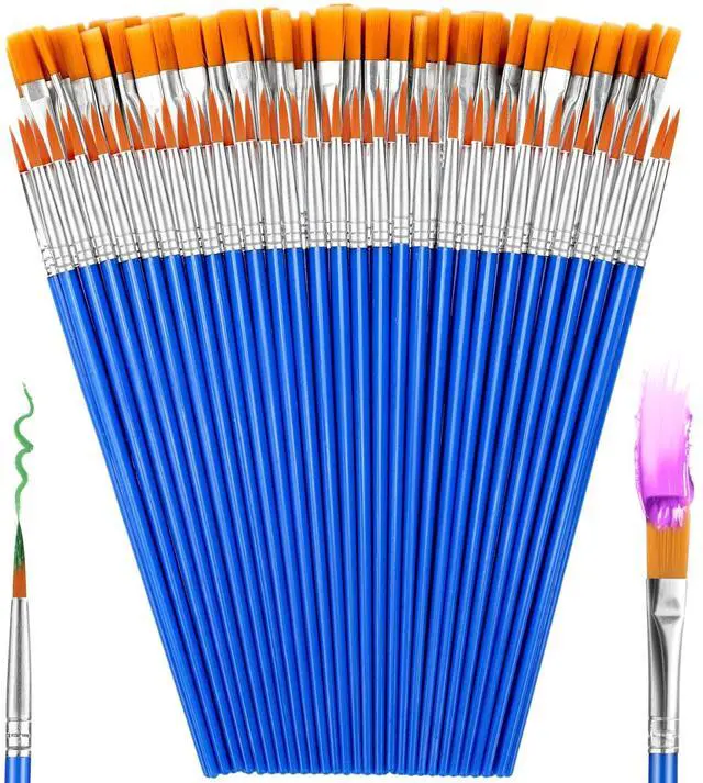 Main image of 66 Pcs Small Paint Brushes Set - Slurrivate Round & Flat Brush Bulk for Detail Painting, Perfect for Acrylic, Watercolor, Canvas & Face Painting | Classroom, Kids & Artist Craft Supplies