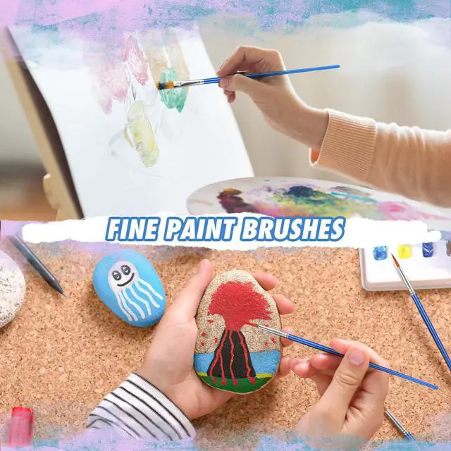 Alt view image 6 of 7 - 66 Pcs Small Paint Brushes Set - Slurrivate Round & Flat Brush Bulk for Detail Painting, Perfect for Acrylic, Watercolor, Canvas & Face Painting | Classroom, Kids & Artist Craft Supplies