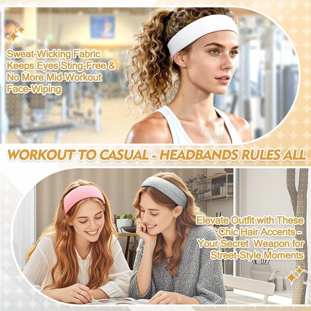 Alt view image 7 of 7 - Yunaking Headbands for Women 8 Pack, Head Bands Stocking Stuffers for Women | Soft Non Slip Stretchy Fabric Hair Accessories Heaband for Yoga, Running, Workout, Daily Wear, Xmas Valentines Gift for Wo