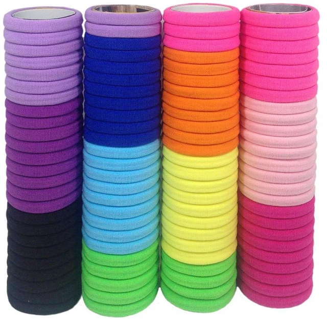 Main image of Seamless Hair Bands, 100PCS Hair Ties Ponytail Holders Headband Scrunchies for Thick Hair No Crease Damage (Mix Colors)