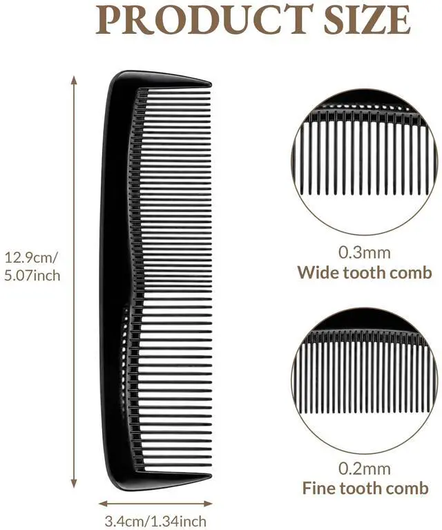 Alt view image 2 of 7 - Pocket Hair Comb & Beard Comb for Men Women 4-Pack Black | Peines Para Cabello Wide Tooth Comb & Fine Tooth Comb for All Hair Types Small Hair Comb Set for Travel or Everyday