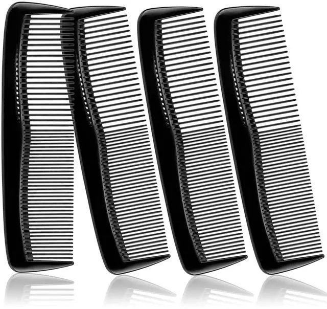Main image of Pocket Hair Comb & Beard Comb for Men Women 4-Pack Black | Peines Para Cabello Wide Tooth Comb & Fine Tooth Comb for All Hair Types Small Hair Comb Set for Travel or Everyday