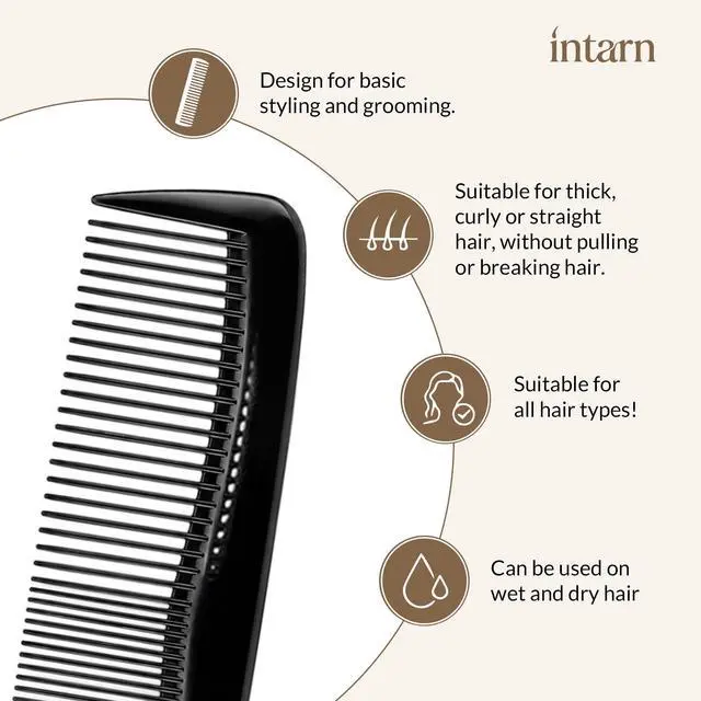 Alt view image 4 of 7 - Pocket Hair Comb & Beard Comb for Men Women 4-Pack Black | Peines Para Cabello Wide Tooth Comb & Fine Tooth Comb for All Hair Types Small Hair Comb Set for Travel or Everyday