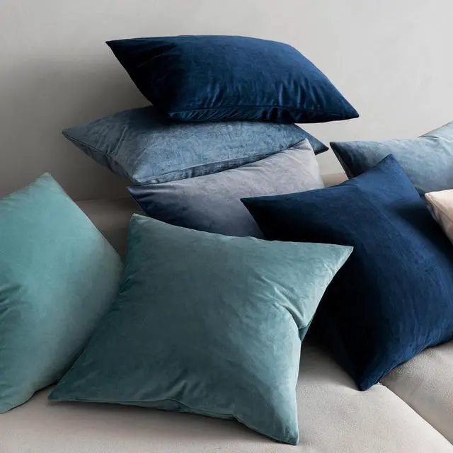 Alt view image 4 of 7 - Velvet Throw Pillow Covers 18x18 Inch Pack of 2 Dark Blue | Soft Solid Decorative Pillow Covers, Modern Luxury Home Decor, for Couch Chair Sofa Bedroom Livingroom