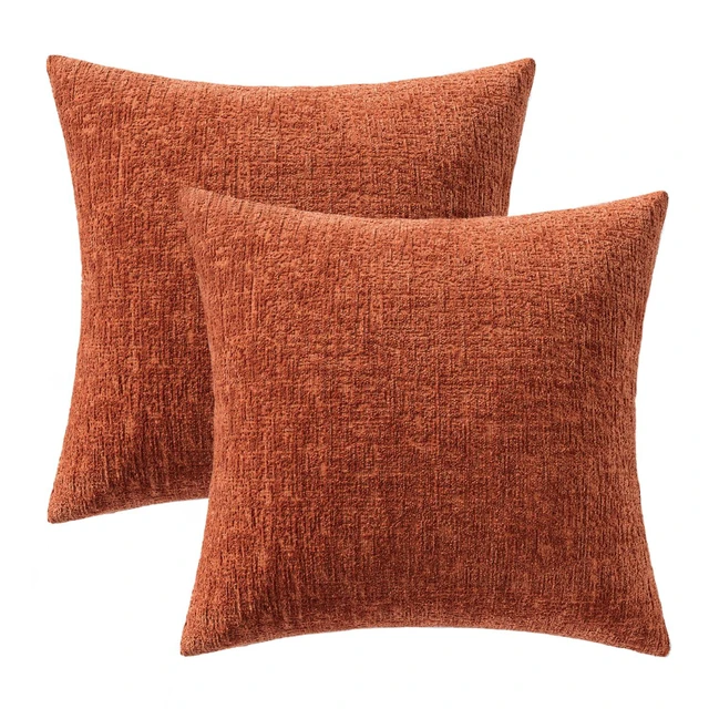 Alt view image 7 of 7 - Fall Couch Pillow Covers Textured Chenille 18x18 Orange | Set of 2 Soft Luxurious Decorative Throw Pillow Covers Autumn Cozy Pillowcases Home Decor Living Room Cushion Sofa Bed