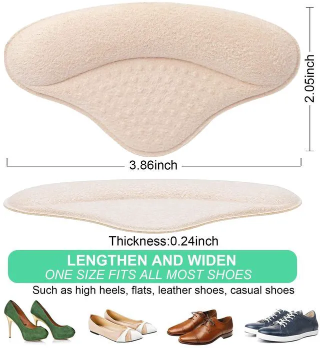 Alt view image 2 of 7 - 6 Pairs Heel Pads Heel Grips Liner for Loose Shoes, Heel Cushion Pads Heel Inserts for Shoe Too Big, Ultra Soothing Heel Protectors for Heel Pain, Heel Slipping, Blisters, Friction(Black&Beige)