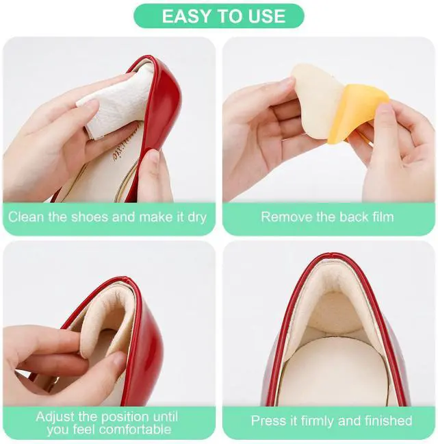 Alt view image 5 of 7 - 6 Pairs Heel Pads Heel Grips Liner for Loose Shoes, Heel Cushion Pads Heel Inserts for Shoe Too Big, Ultra Soothing Heel Protectors for Heel Pain, Heel Slipping, Blisters, Friction(Black&Beige)