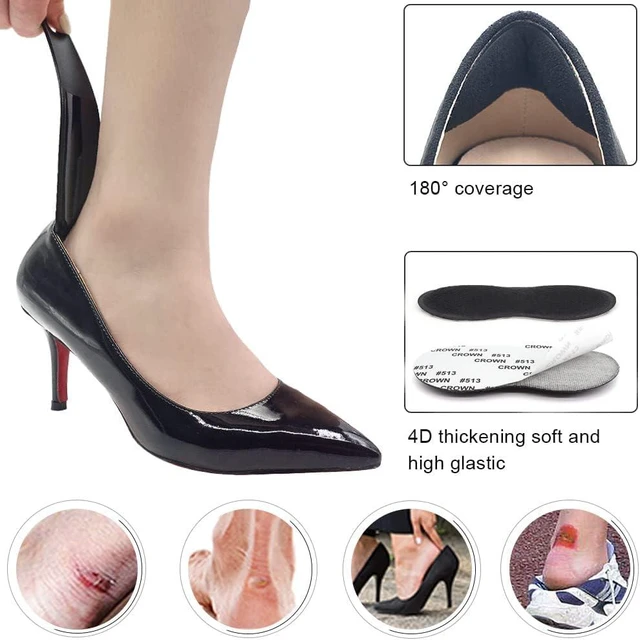 Alt view image 3 of 6 - Heel Grips for Men and Women, Self-Adhesive Heel Cushion Inserts Prevent Slipping, Rubbing, Blisters, Foot Pain, and Improve Shoe Fit - 2pairs + Extra 1 Shoe Horn (Black)