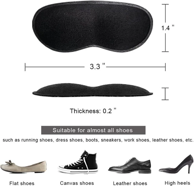 Alt view image 5 of 6 - Heel Grips for Men and Women, Self-Adhesive Heel Cushion Inserts Prevent Slipping, Rubbing, Blisters, Foot Pain, and Improve Shoe Fit - 2pairs + Extra 1 Shoe Horn (Black)