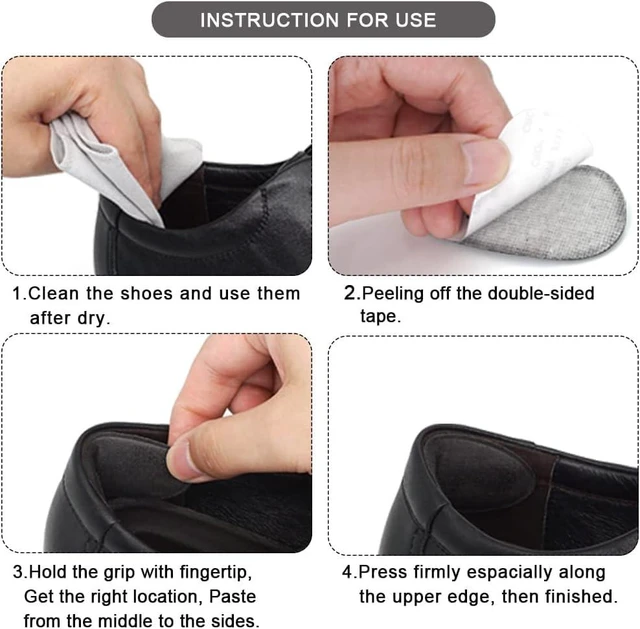 Alt view image 6 of 6 - Heel Grips for Men and Women, Self-Adhesive Heel Cushion Inserts Prevent Slipping, Rubbing, Blisters, Foot Pain, and Improve Shoe Fit - 2pairs + Extra 1 Shoe Horn (Black)