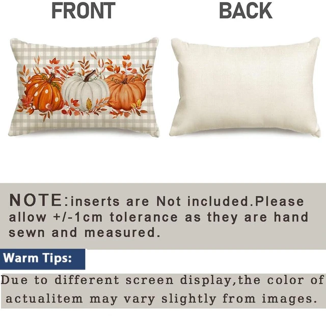 Alt view image 7 of 7 - Fall Outdoor Pillows 12x20 Inch Outdoor Waterproof Autumn Decorations for Home Gray Buffalo Check Polka Dot Pumpkin Thanksgiving Decor Decorative Throw Pillowcases for Couch Burnt Orange