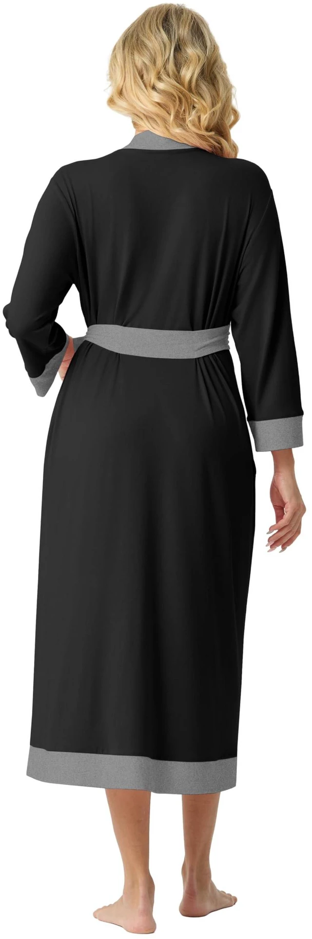 Alt view image 5 of 5 - Robes for Women Long Soft Robe Lightweight Bathrobe | Lounge Kimono Robe, 3/4 Sleeve Bathrobes,Breathable and Stretchy Fabric, Soft Sleepwear