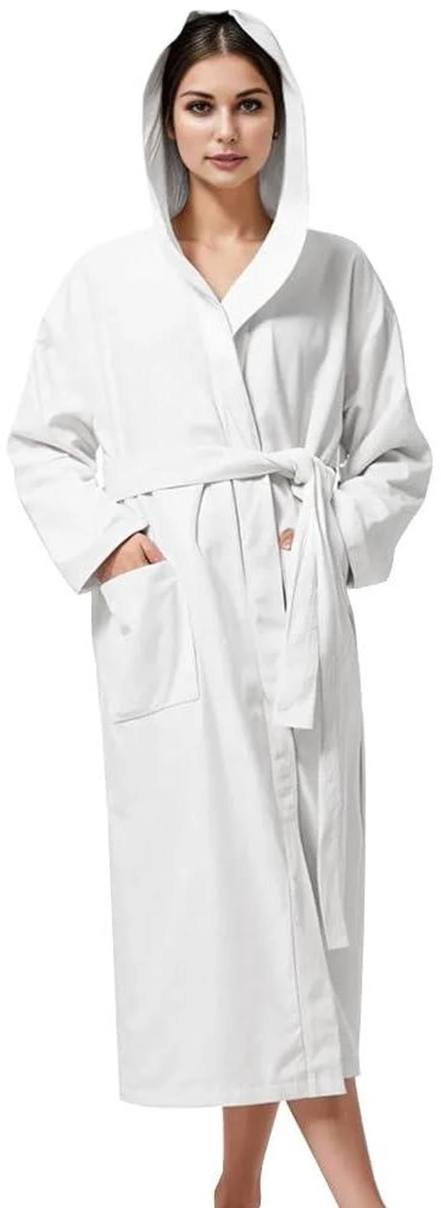 Main image of WOMEN Hooded BATHROBE (US, Alpha, Large, Regular, Regular, White)