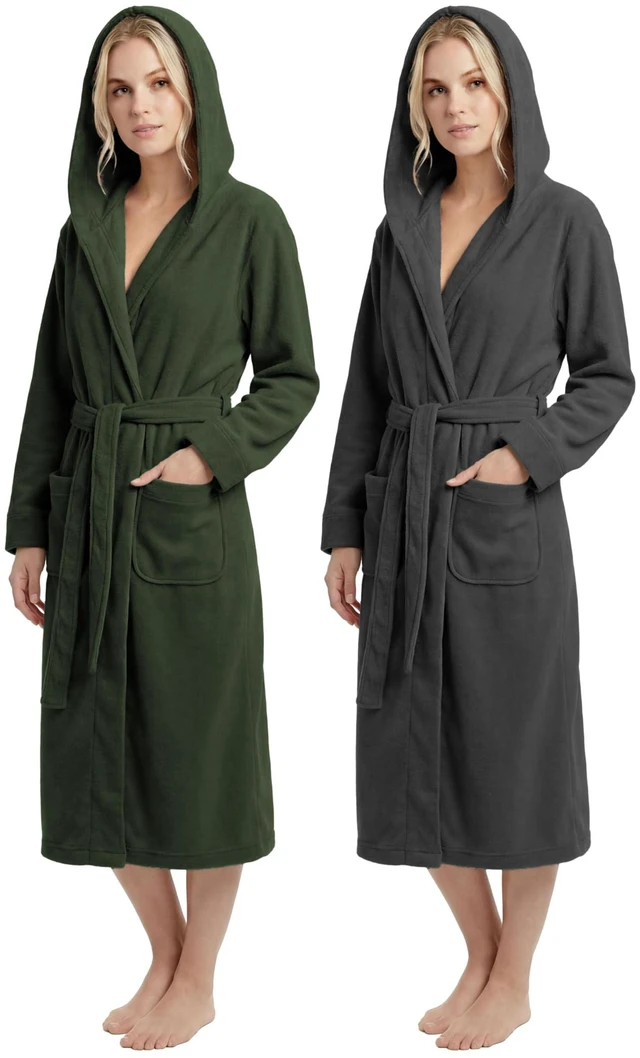 Main image of Women's Hooded Plush Fleece Bathrobe | Ultra Soft Long Spa Robe | Ultimate Comfort & Warmth | Multi Packs Colors