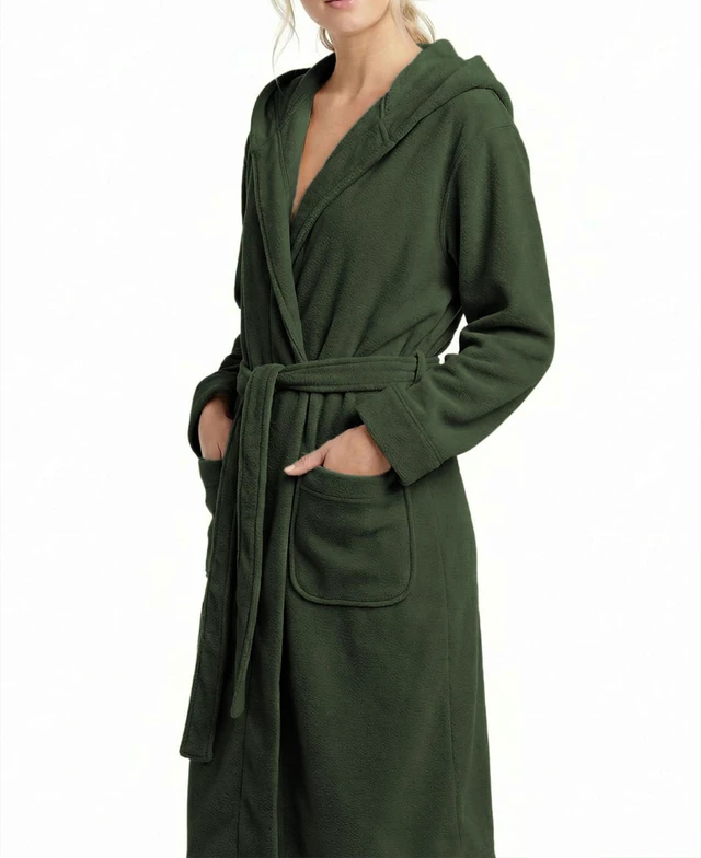 Alt view image 4 of 6 - Women's Hooded Plush Fleece Bathrobe | Ultra Soft Long Spa Robe | Ultimate Comfort & Warmth | Multi Packs Colors